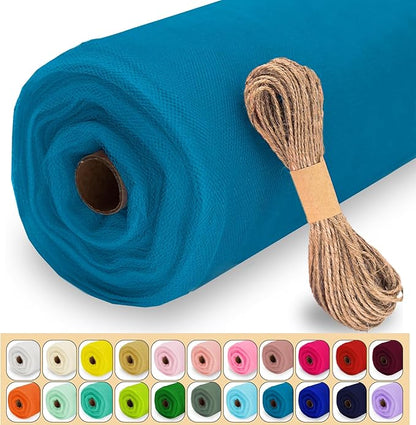 Turquoise Tulle Fabric Roll, 54" x 40 Yards (120FT) Tulle for Wedding Decoration DIY Tutu Party Backdrop Baby Shower Table Skirts Gift Wrapping