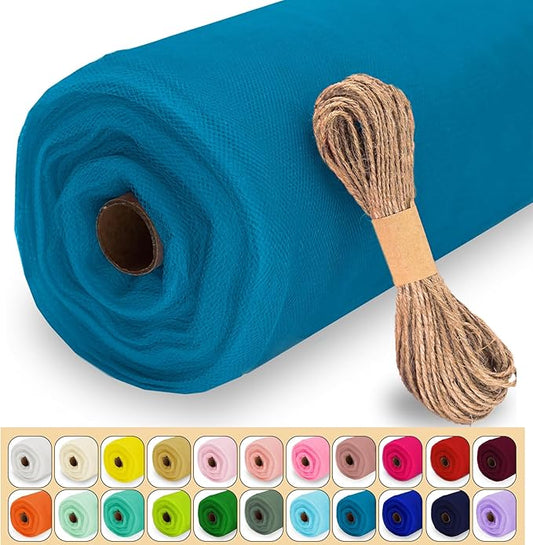 Turquoise Tulle Fabric Roll, 54" x 40 Yards (120FT) Tulle for Wedding Decoration DIY Tutu Party Backdrop Baby Shower Table Skirts Gift Wrapping