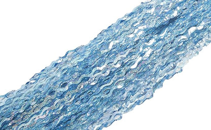 4 Pack Wavy Blue Tinsel Backdrop Streamers Party Decorations 3.3x6.6 Feet | Foil Fringe Curtain Ocean Themed | Blue Birthday Decorations