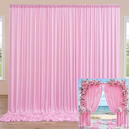 40ftx10ft Pink Backdrop Curtains for Parties, Wrinkle Free 8 Panels Silky Polyester Photo Backdrop Drapes Back Drop Cloth for Wedding Birthday Photography Baby Shower Decor