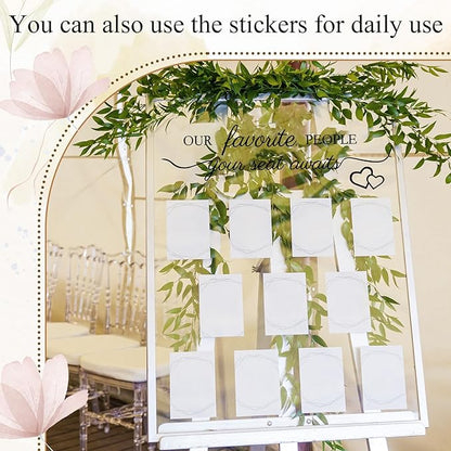 3 Pcs Wedding Seating Chart Decal Stickers DIY Our Favorite People Your Seat Awaits Vinyl Decal Wedding Sign Decor Seating Chart Board Mirror Stickers(Black)