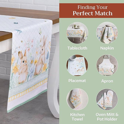 Maison d' Hermine Table Runner 100% Cotton Double Layer Table Runners 108 inches Long Decorative for Home Kitchen Dining Party Wedding Bridal Shower Spring Summer (Easter Dew , 14.50" x 108")