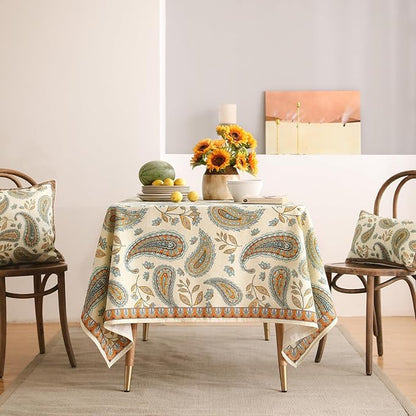 patdrea Designer Vintage French Rectangle Table Cloth,Italian Floral Wrinkle Free Farmhouse Tablecloth,Decor Table Cover for Kitchen Dining,Christmas,Tea Party,Thanksgiving,55"x87"-Lysaniya