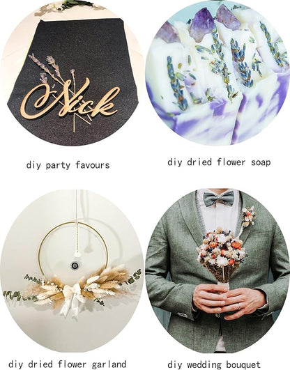 DIY Natural Dried Flower Set, Bulk Dried Flowers for Vase, Dried Flowers with Stems, Dried Roses, Mini Dried Flower Bouquets.(Brown)