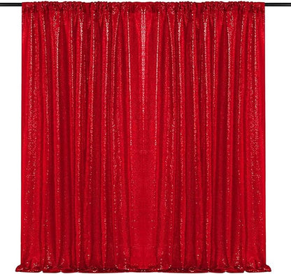 JYFLZQ Red Sequin Backdrop Curtains 6ft x 8ft 1 Panel Glitter Photo Booth Backdrops Sparkly Photography Background Drapes for Parties Wedding Bridal Showers