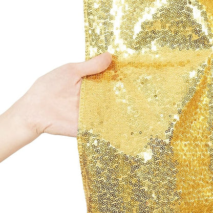Poise3EHome 10Ft x 10Ft Gold Sequin Backdrop Curtain, Glitter Thick Not See Through Satin Background Drapes, Sparkly Opaque Photography Curtain Backdrop for Wedding Party Decor