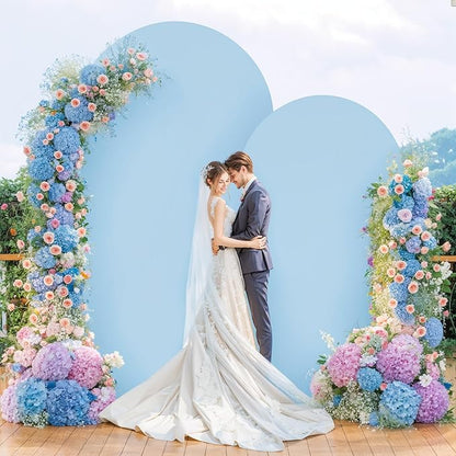 6.6FT Blue Arch Backdrop Cover - Polyester Fitted Wedding Arch Stand Covers Round Top Chiara Arch Backdrop Cover for Birthday Party Banquet Photo Background Decoration