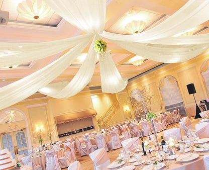 6 Panels Ivory Ceiling Drapes for Wedding 5ftx10ft Wedding Arch Draping Fabric Cheesecloth Sheer Curtain Romantic Decorations for Party Banquet Ceremony Stage