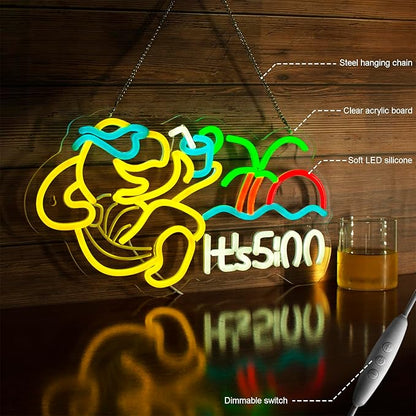 Turtle Its 5 00 O'clock Neon Signs for Wall Decor,Led Neon Light,Dimmable,USB Powered, Five Oclock for Home Bar Shop Beer LED Light Man Cave Garage Pub