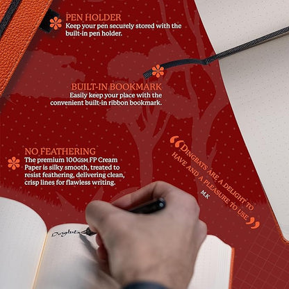 Dingbats* Wildlife Plain Writing Journal Notebook A5 - Vegan Leather Hardcover - Ideal for Work, Travel - Pocket, Elastic Closure, & Bookmark