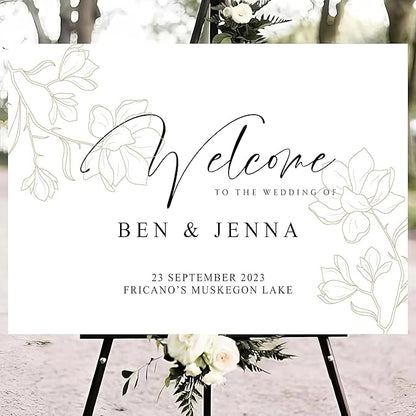 Personalized Wedding Welcome Sign Foliage Print Entrance Wedding Décor