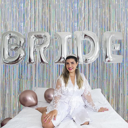 Foil Fringe Curtains Independence Day Decorations - Melsan 3 Pack 3.2 x 8.2 ft Silver Tinsel Curtain Photo Backdrop for Birthday Party or Disco Party Decorations