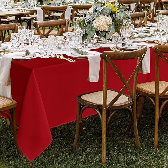 Fitable 8 Pack Rectangle Tablecloths: Stain Resistant Wrinkle Free Table Clothes, Washable Reusable Polyester Table Covers for Wedding Christmas Party Birthday Banquet Reception(Red, 60x102 Inch)