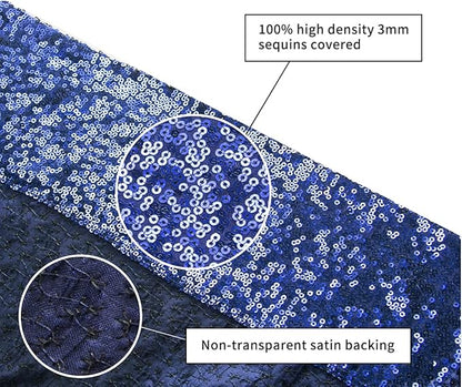 Poise3EHome 8Ft x 8Ft Navy Blue Sequin Backdrop Curtain, Glitter Thick Satin Sequin Background Drapes, Opaque Sparkly Backdrop Curtain, Sequin Backdrop for Xmas Thanksgiving Wedding Party Decor