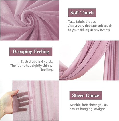 Wedding Arch Draping Fabric, 1 Panel 28" x 19Ft Dusty Rose Arch Drapes Sheer Backdrop Curtain for Wedding Ceremony Party Ceiling Decor