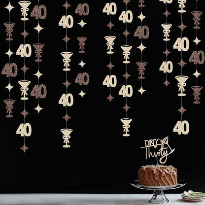 Champagne Gold Brown 40th Birthday Decorations Espresso Martini Garland Streamer Banner Decor for Womens A Tini Bit Older Martini Birthday Cheers to 40 Years Happy 40th Anniversary Bar Party Supplies