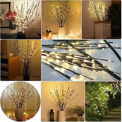 Led Branch Light Battery Operated Lighted Branches Vase Filler Willow Twig Lighted Branch 30 Inch 20 LED for Christmas Home Party Decoration Indoor Outdoor Use Pack of 2 Warm White