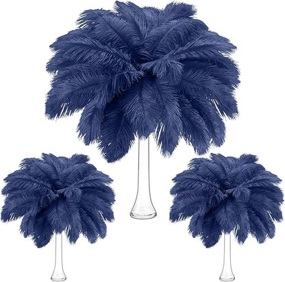 Maitys 90 Pcs Large Natural Ostrich Feathers Bulk 14-16 Inch (35-40cm) 12-14 Inch (30-35cm) 10-12 Inch (25-30cm) Ostrich Feathers Plumes for Centerpieces Wedding (Navy Blue)