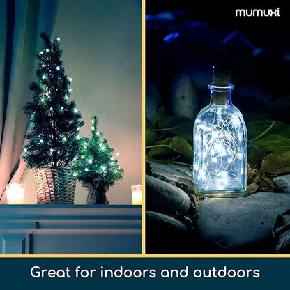 MUMUXI 20 Pack 3.3ft Fairy Lights Battery Operated String Lights, Mini White LED Powered, Waterproof, Silver Wire Firefly Mason Jar for Home, Party, Wedding Decorations, Cool White