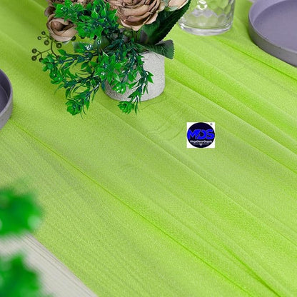 MDS Halloween Chiffon Table Runner - 25 Pack, 29 x 120 Inches, 10ft Each - Sheer Spooky Table Runners for Haunted House Parties, Trick-or-Treat Tables, Witchy Décor, Wedding & Events - Parrot Green
