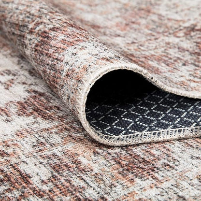 Bloom Rugs Washable Non-Slip 5' x 7' Rug - Ivory/Blush Traditional Area Rug for Living Room, Bedroom, Dining Room, and Kitchen - Exact Size: 5' x 7'