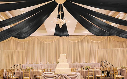 6 Panels Black Ceiling Drapes for Wedding 5ftx20ft Ceiling Drapes Wedding Arch Draping Fabric Cheesecloth Sheer Curtain Romantic Ceiling Decorations for Weddings Party Banquet Ceremony Stage