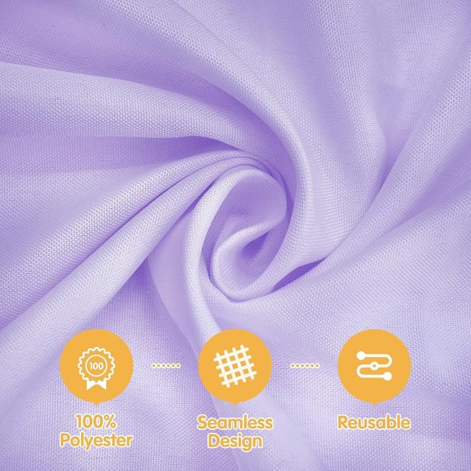 BRILLMAX 4 Pack Lavender Round Tablecloths 132 Inch - Circle Bulk Linen Polyester Fabric Washable Table Cloth Cover for Wedding Reception Banquet Birthday Party Buffet Restaurant