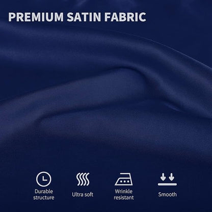 Aneco 16 Pack Square Satin Napkin Bright Silk Table Napkin Soft Smooth Fabric Table Napkin for Wedding Banquet Party Decoration, Navy Blue, 20 x 20 Inch