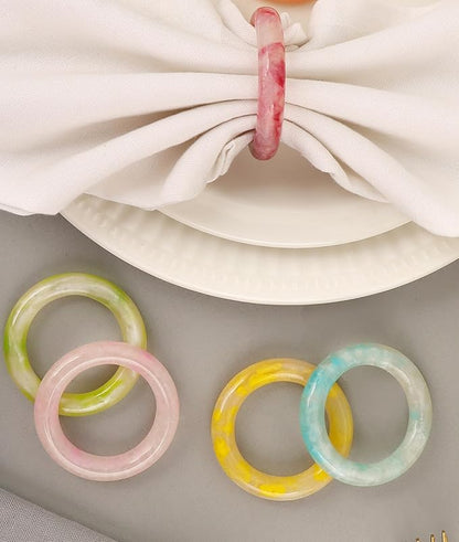 Napkin Rings Set of 12 - Epoxy Resin Napkin Holder Cuffs for Dinner Table Décor - Farmhouse Modern Serviette Rings for Weddings, Parties, Receptions, Banquets, Daily Use (Pastel) - CLEENTABLE