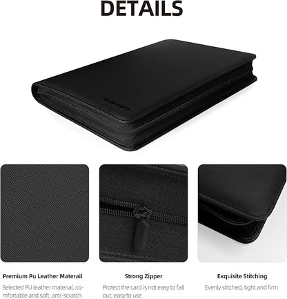 16 Pockets Premium Card Binder 1024 Cards Trading Card Binders Side Load Card Storage Display Album(16 Pocket 1024 Card Slot,Black)