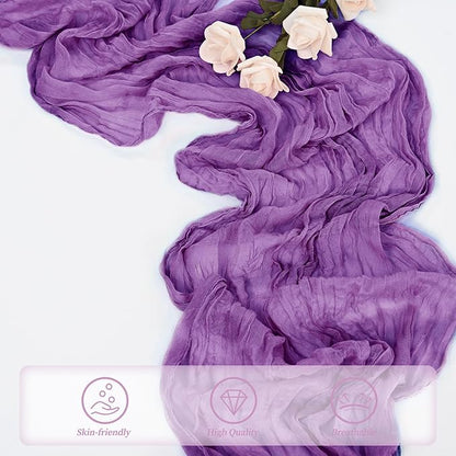 12 Pack Purple Cheesecloth Table Runner 10FT Boho Fabric Rustic Cheese Cloth Table Runner for Wedding Bridal Shower Baby Shower Gauze Sheer Birthday Party Table Decorations 20 x 120 Inch Long