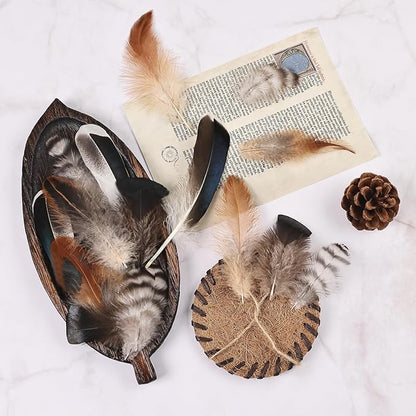 MAOFENG 120pcs 7 Styles Natural Bulk Feathers Assorted Mixed Feathers for DIY Crafts Dream Catcher Wedding Hair Hats Decoration,Guinea Fowl Feathers