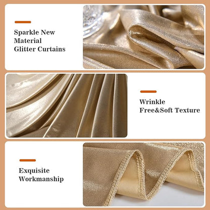 20x10ft Thick Champagne Glitter Backdrop Curtain Panels for Parties, Wrinkle Free Sequin Sparking Photo Backdrop Drapes, 4 Panels 5x10ft Shimmer Back Drop Cloth for Wedding Birthday Photography