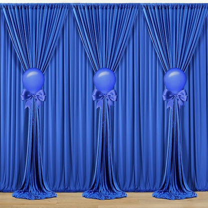 30ft x 10ft Wrinkle Free Royal Blue Backdrop Curtain for Party, Polyester Royal Blue Photo Backdrop Drapes 6 Panels 5x10ft for Birthday Photography Background Weddings Baby Shower Party