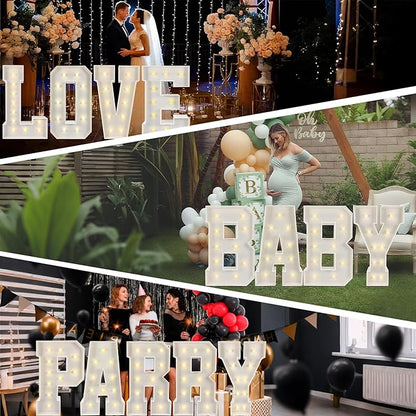 Marquee Light Up Letters: 4FT Large Decorative Signs for Party Decorations Baby Shower Birthday Wedding Engagement Anniversary, 4 Feet Tall Pre-Cut DIY Foamboard Letter T - Easy to Assemble