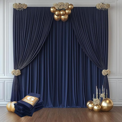 30ftx10ft Navy Blue Backdrop Curtains for Party Background, Wrinkle Free 6 Panels Navy Photo Backdrop Drapes Back Drop Cloth for Wedding Birthday Photography Baby Shower Decor