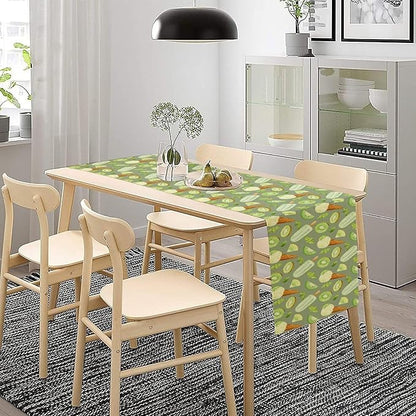 Summer Ice Cream Popsicles Table Runner, Watercolor Green Kiwi Seasonal Fruit Sweet Dessert Dinner Runner for Party Holiday Home Kitchen Dining Table Decor 13"x108"