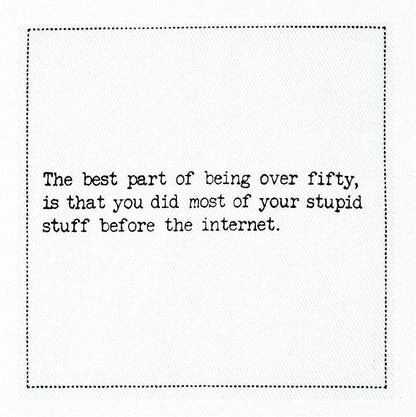Five Star Napkins 50th Birthday Quotes White Cotton Cocktail Napkins, Beverage Napkins, Bar Napkins, Cloth Napkins, Party Napkins, Events, Holidays, Weddings, Birthdays, Disposable, 4.5" x 4.5"- (50x)