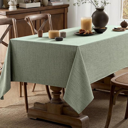 MIULEE Sage Green Linen Tablecloth 52x70 Inch Rectangle Table Cloth Waterproof,Stain Resistant & Wrinkle Resistant for Dining Party Wedding