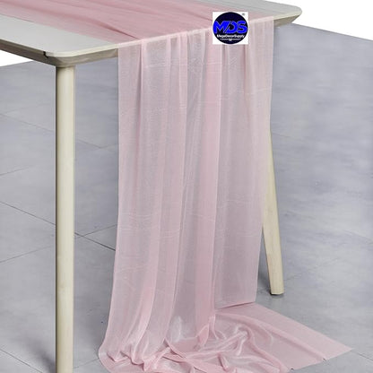 MDS 2 Pack 10ft Chiffon Table Runner 29 x 120 Inches Sheer Wedding Runner Romantic Rustic Table Runner for Wedding Decorations, Birthday Parties, Bridal Shower Party Arch Decor - Blush Pink