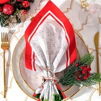 ZeeDix Set of 8 Rose Gold Elk Chic Napkin Rings for Christmas Dinning Table Setting-Wedding Receptions, Christmas, Thanksgiving and Home Kitchen for Casual or Formal