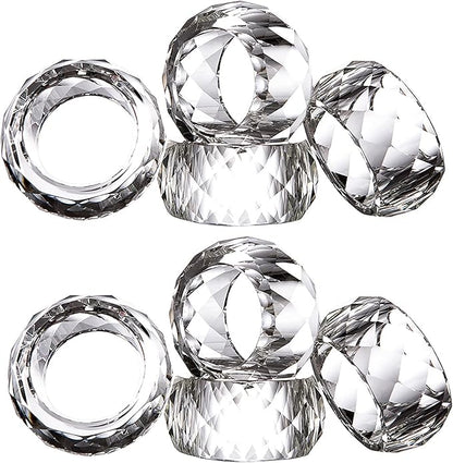 kitCom Crystal Napkin Ring Holders Set of 8, K9 Luxury Crystal Napkin Holder Rings, Diamond-Shaped Design, Napkin Buckles for Holiday Decor, Wedding, Christmas, Dinner Table, Thanksgiving (Pack of 8)