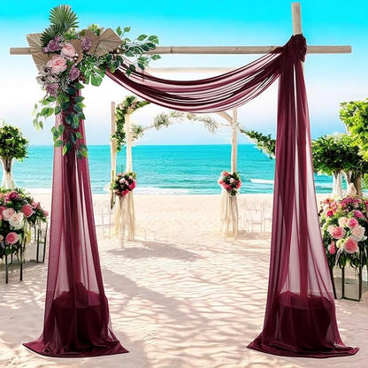 MDS Halloween Chiffon Draping Fabric - 1 Panel, 30" Wide x 100ft Long - Sheer Spooky Arbor & Canopy Drapery for Haunted House Backdrops, Party Ceilings, DIY Costumes & Themed Events - Burgundy