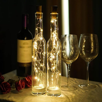 Wine Bottle Lights 20 LEDs Cork Lights Waterproof Battery (Included) Operated Fairy Mini String Lights for DIY Jar Indoor Bedroom Party Wedding Christmas Decor Pack of 4(Warm White)