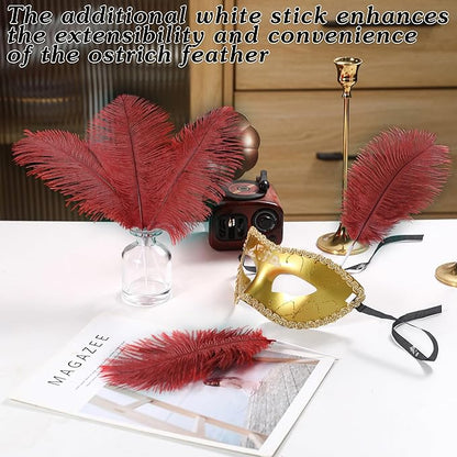 SOGUGOM Burgundy Craft Ostrich Feathers - 30PCS 8-10 inch Ostrich Feathers Kit for Centerpieces, Kindergarten Crafts, Dream Catchers and DIY Projects(Wine Red)