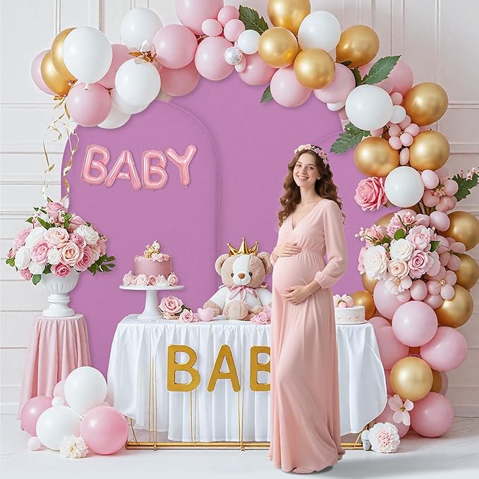 Wedding Arch Covers Arch Backdrop Cover Arch Stand Covers 7.2FT 6FT Set of 2 Arch Cover Spandex Fabric Stretchy Backdrop for Wedding Birthday Party Decoration Baby Shower (Lilac)