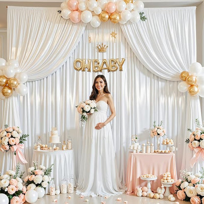10x10 ft White Glitter Backdrop Curtain for Parties, Wrinkle Free Glitter Photo Backdrop Drapes 2 Panels 5x10FT Shimmer Back Drop Cloth for Wedding Birthday Baby Shower Photography Background Decor