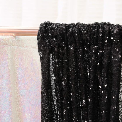Poise3EHome Black Sequin Backdrop, 7FT x 7FT Black Sequin Photography Backdrop Curtain for Party Decoration
