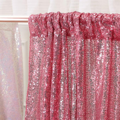 Eternal Beauty Fuchsia Pink Sequin Backdrop, 8x8 Ft Glitter Background Curtains for Shimmer Photography Party Wedding Birthday Back Drop Decor