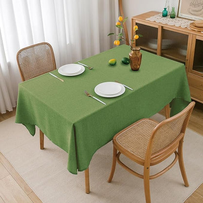 NLMUVW Olive Green Linen Tablecloth Rectangle Water Resistant Textured Natural Table Cloth Farmhouse Table Cover for Kitchen Dining Coffee, 54 x 84 Inch